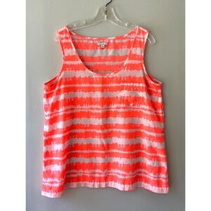 Gap Sz L Orange White Tie Dye Tank Top Shirt Chest Pocket Sleeveless